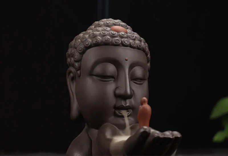 Buddha Incense Burner with Monks and Backflow Feature